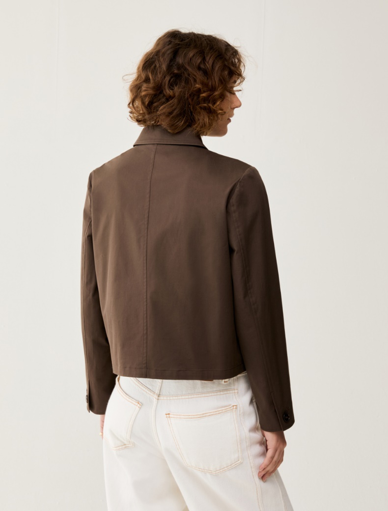 Boxy-fit cotton jacket - COCOA - pennyblack
