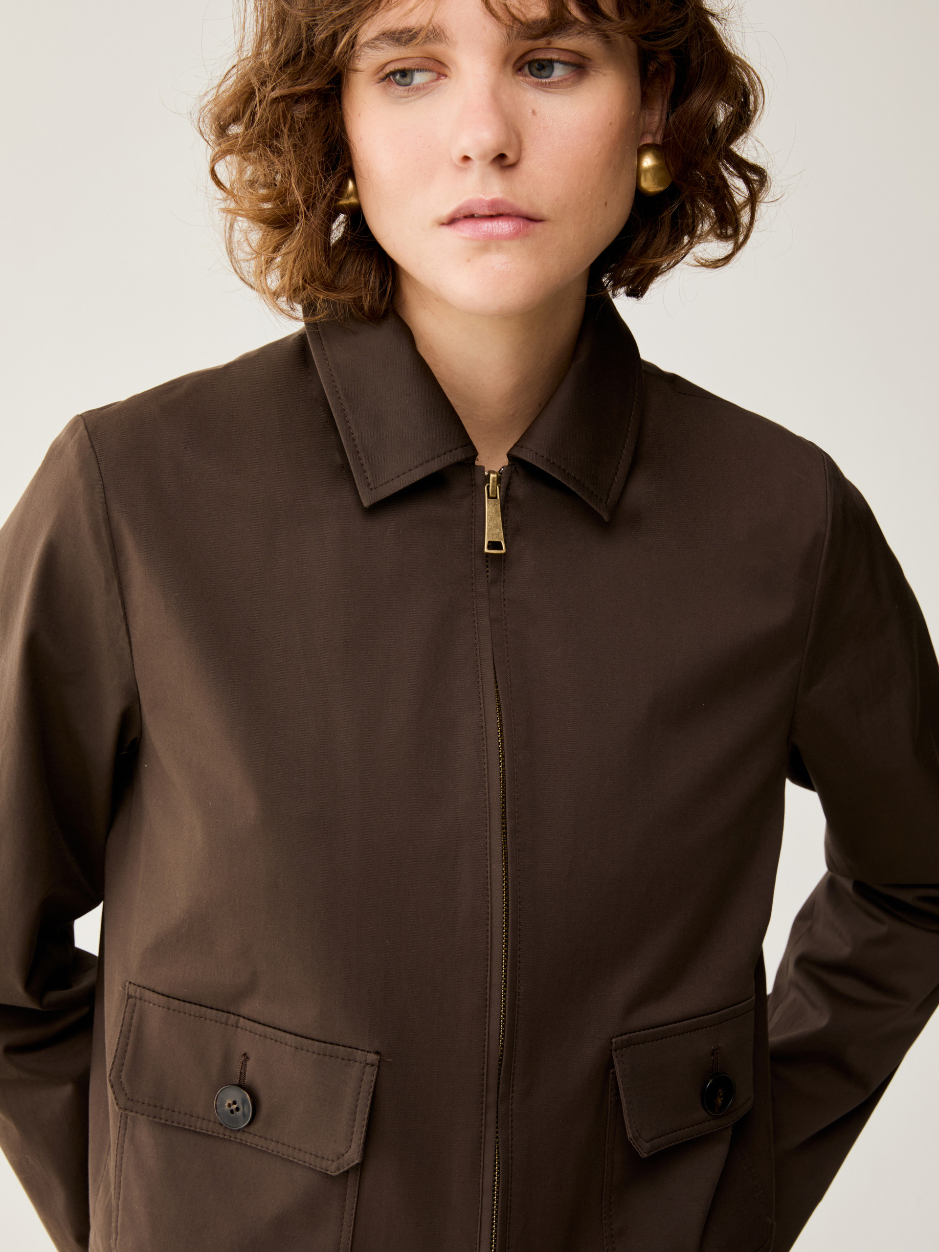 Boxy-fit cotton jacket - COCOA - pennyblack