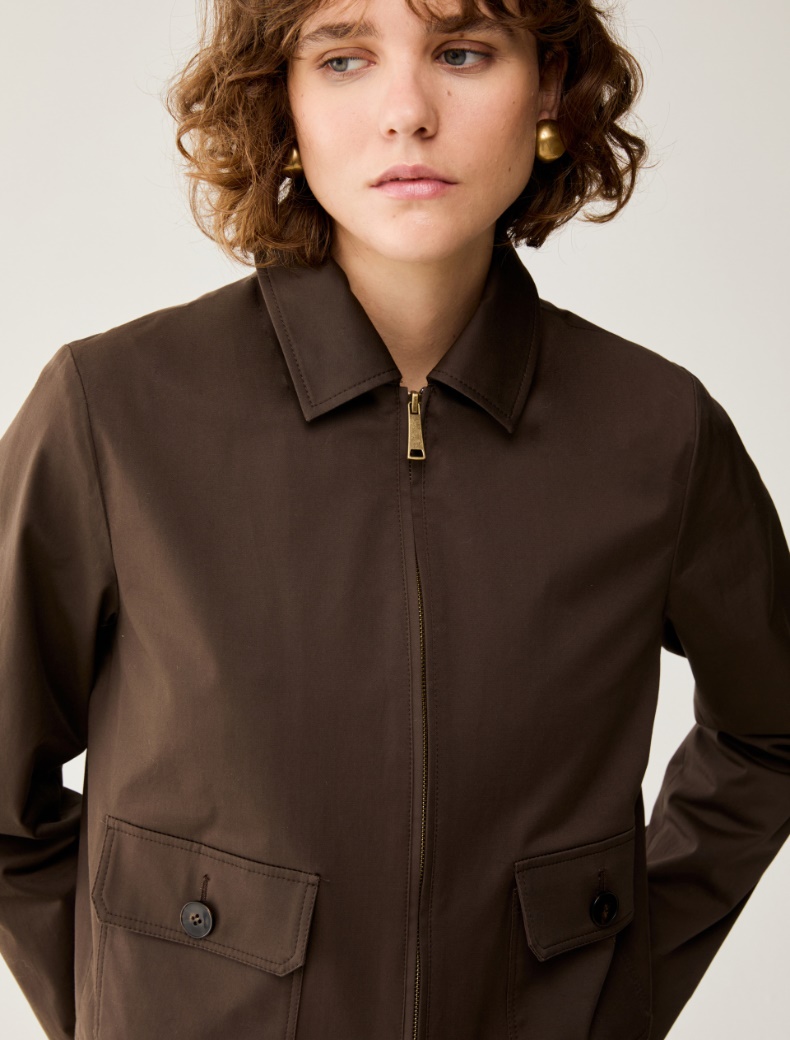 Boxy-fit cotton jacket - COCOA - pennyblack