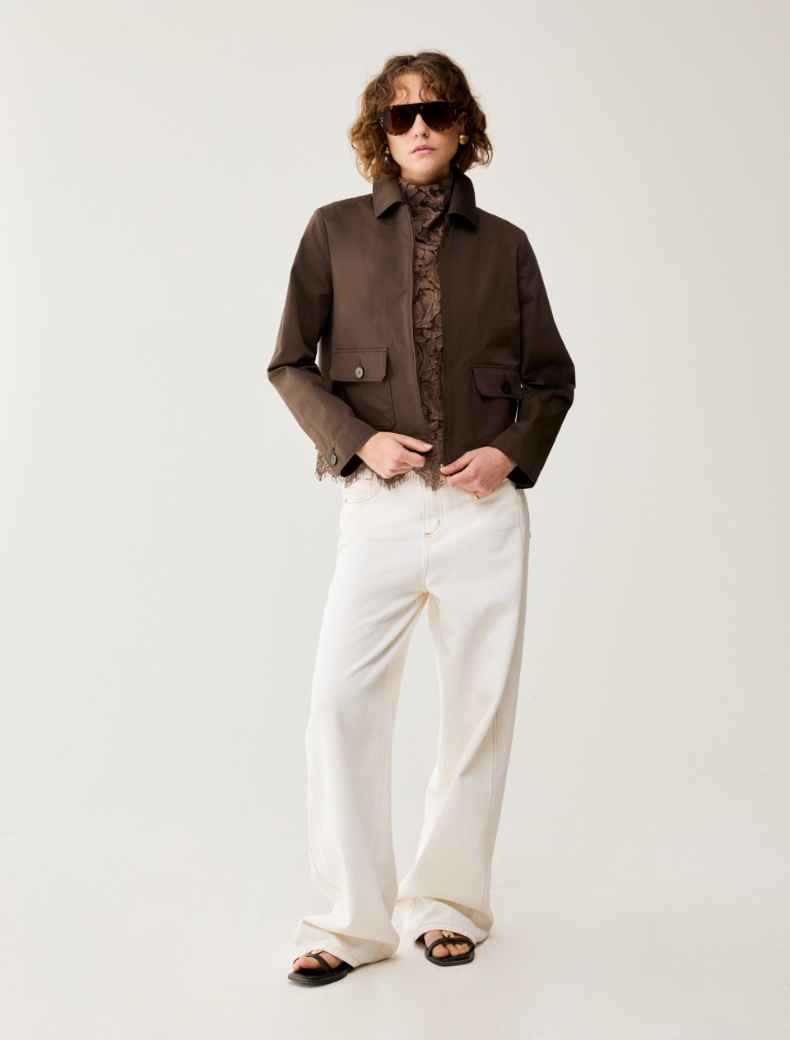 Boxy-fit cotton jacket - COCOA - pennyblack