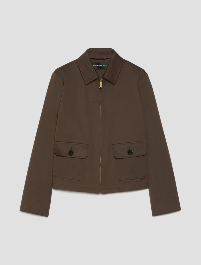 Boxy-fit cotton jacket Boxy-fit cotton jacket - COCOA - pennyblack