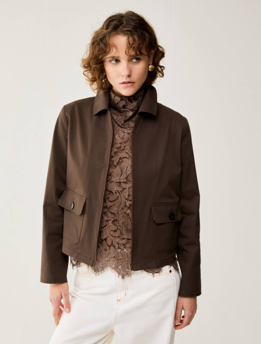 Boxy-fit cotton jacket - COCOA - Pennyblack