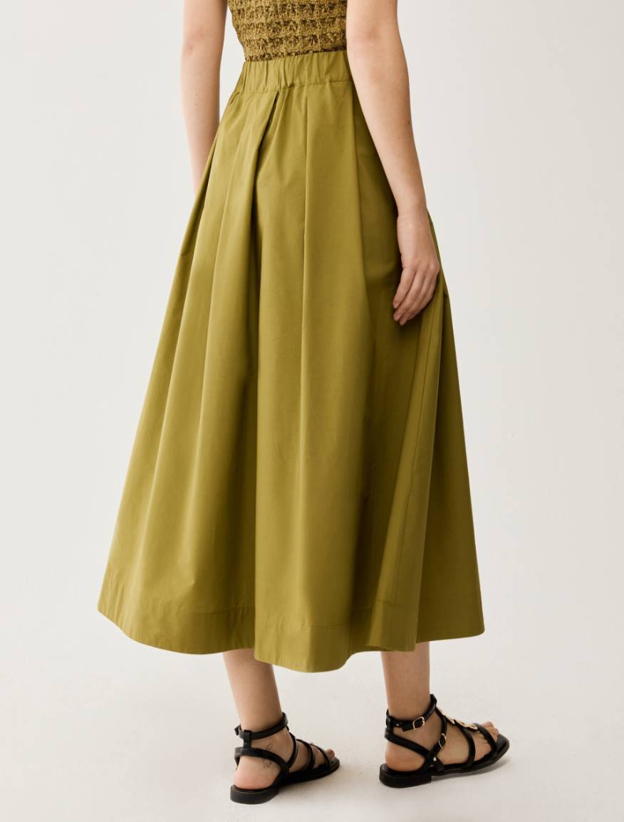 Cotton poplin midi skirt - OLIVE - Pennyblack - 3