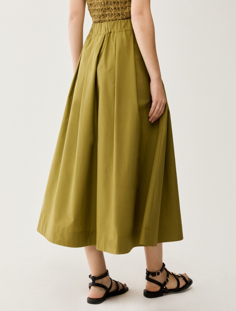 Cotton poplin midi skirt - OLIVE - pennyblack