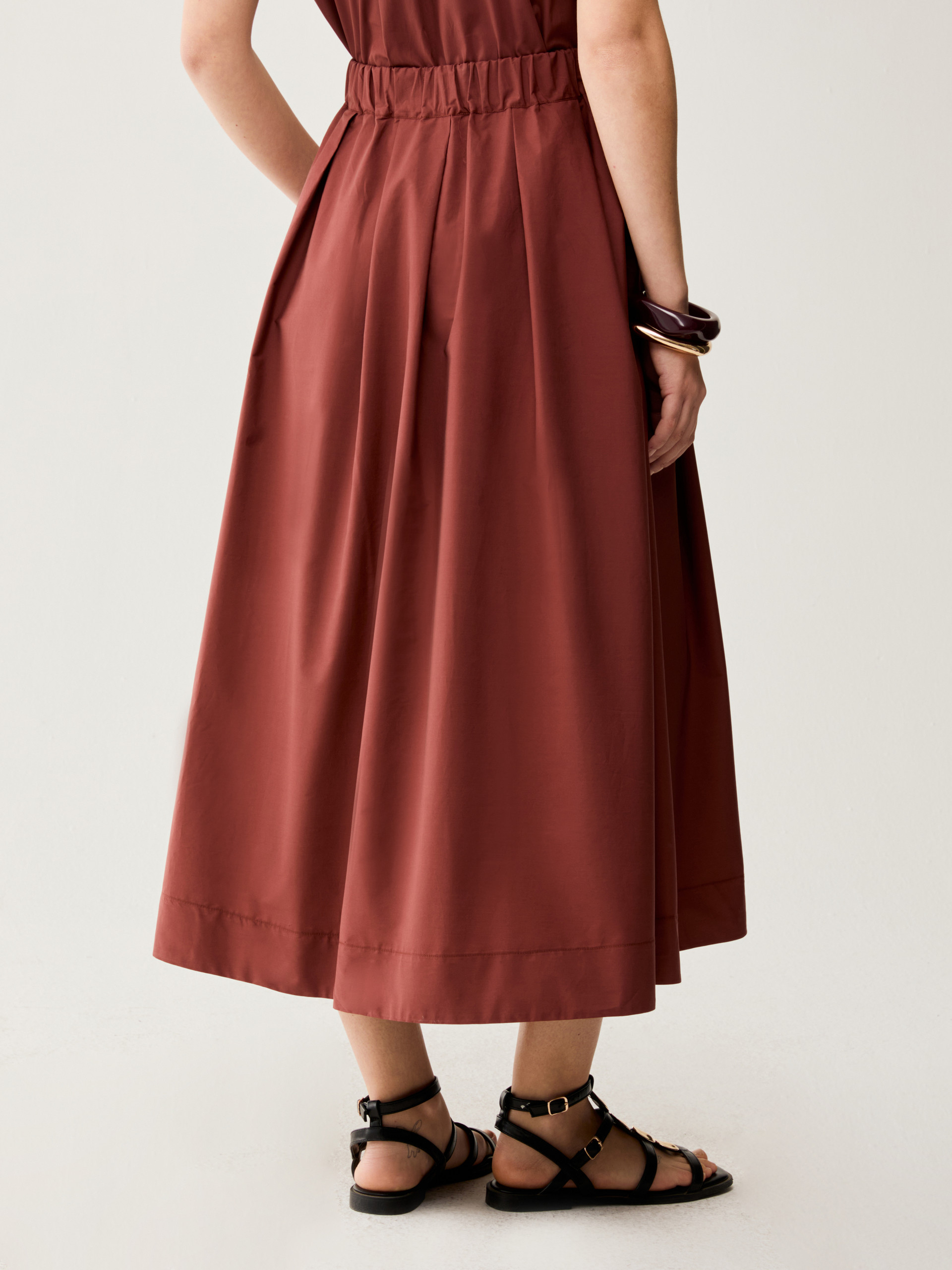 Cotton poplin midi skirt - TERRA COTTA - pennyblack