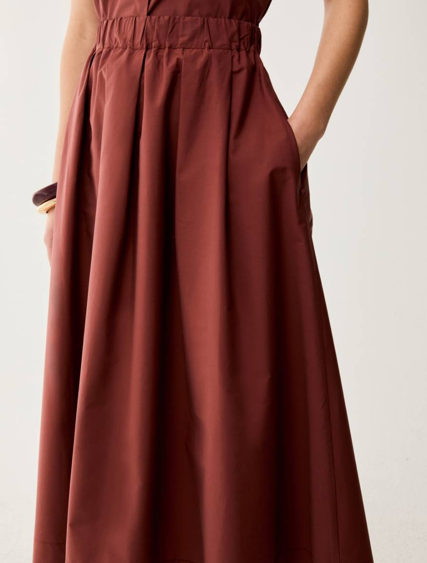 Cotton poplin midi skirt - TERRA COTTA - Pennyblack - 4