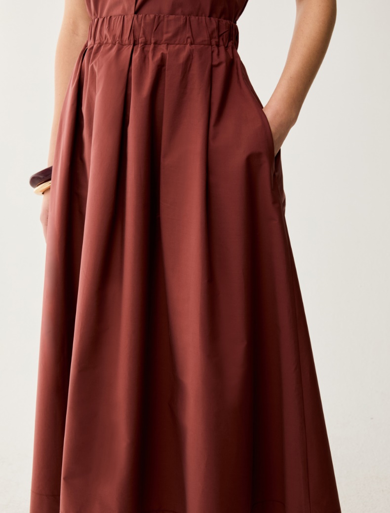 Cotton poplin midi skirt - TERRA COTTA - pennyblack