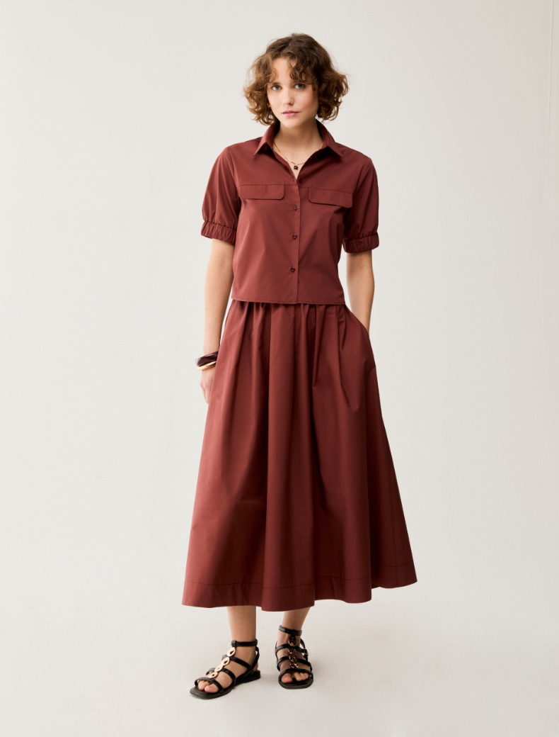 Cotton poplin midi skirt Cotton poplin midi skirt - TERRA COTTA - pennyblack