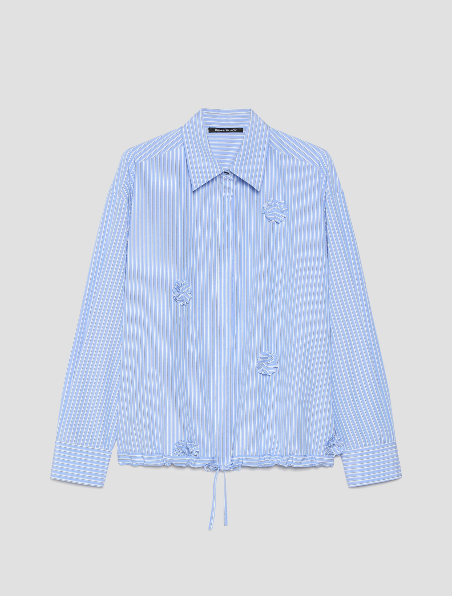 Appliqué and drawstring shirt - DEEP BLUE - pennyblack