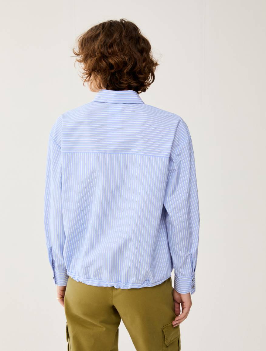 Appliqué and drawstring shirt - DEEP BLUE - Pennyblack - 3