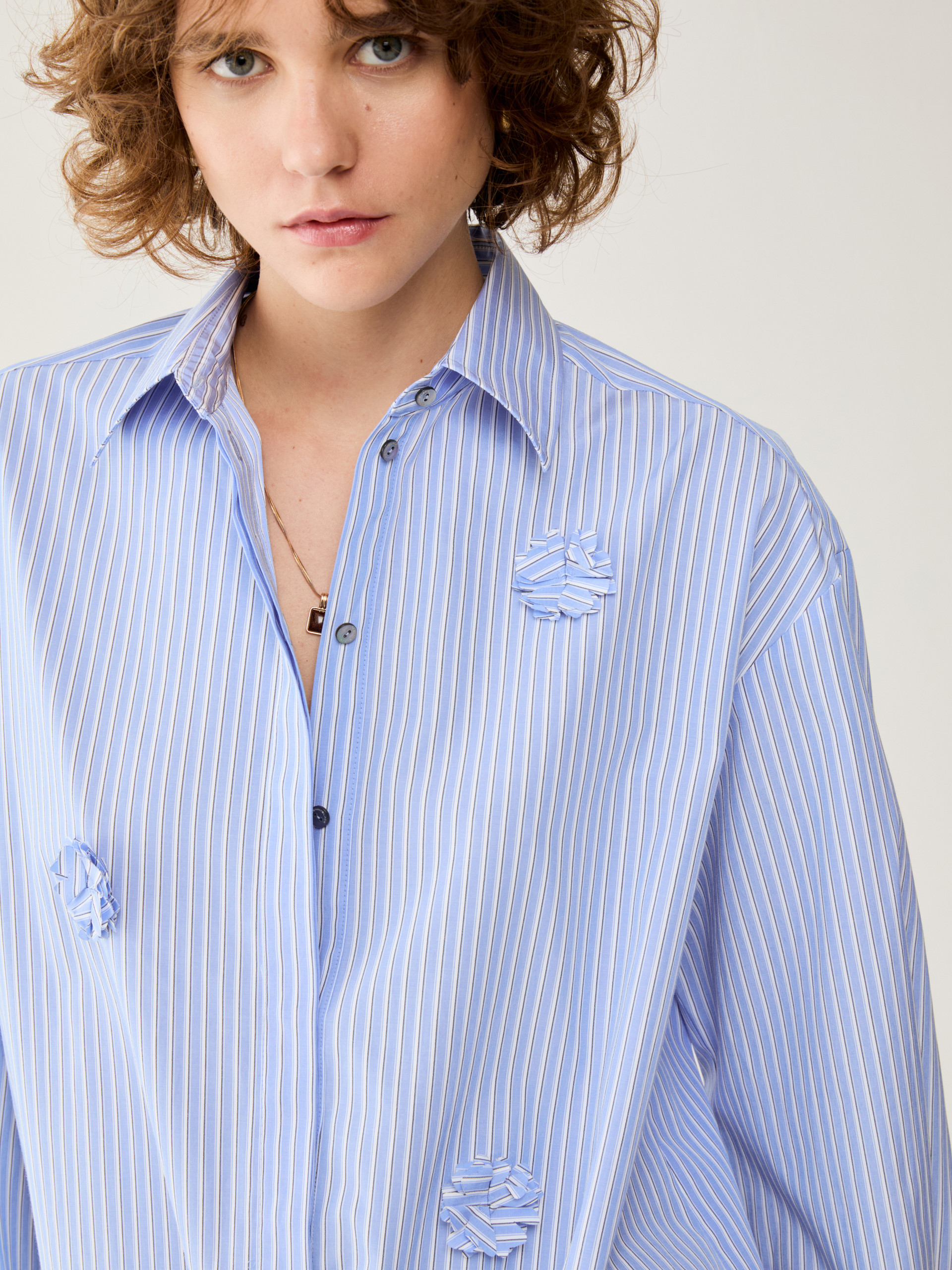 Appliqué and drawstring shirt - DEEP BLUE - pennyblack