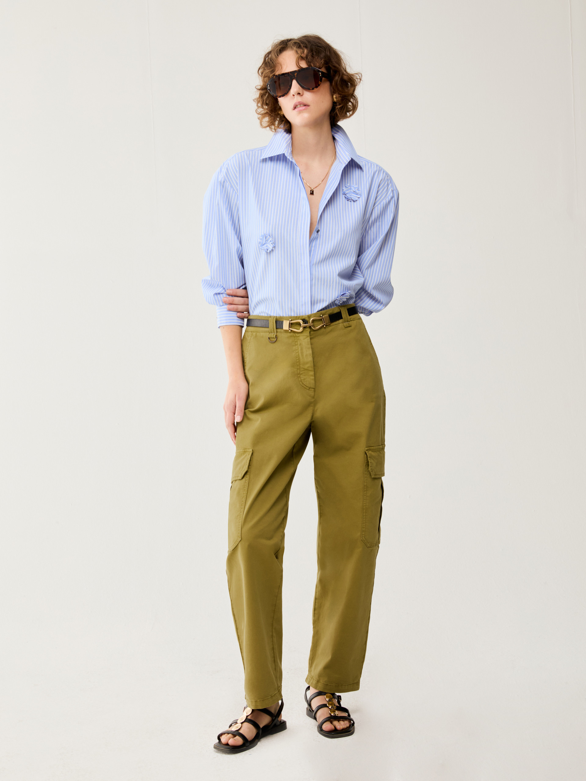 Appliqué and drawstring shirt - DEEP BLUE - pennyblack