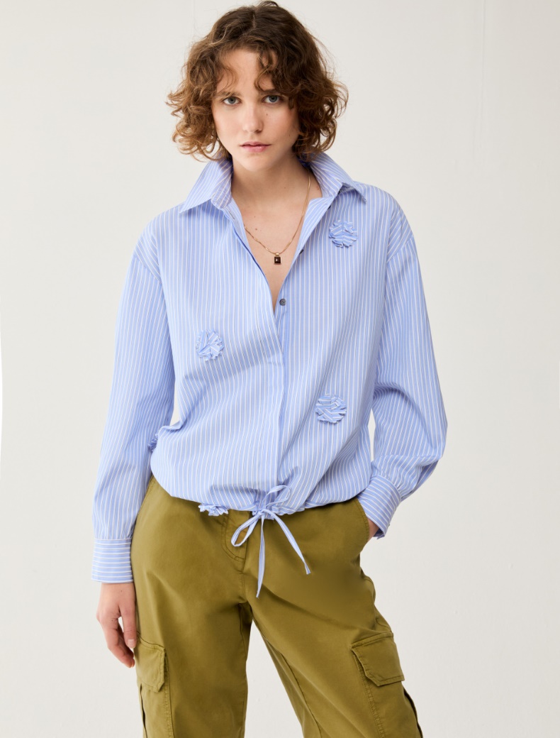 Appliqué and drawstring shirt - DEEP BLUE - pennyblack