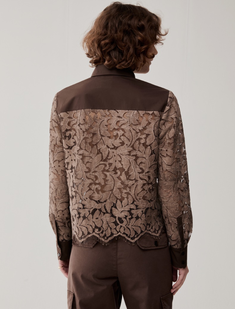 Lace and poplin shirt - COCOA - pennyblack
