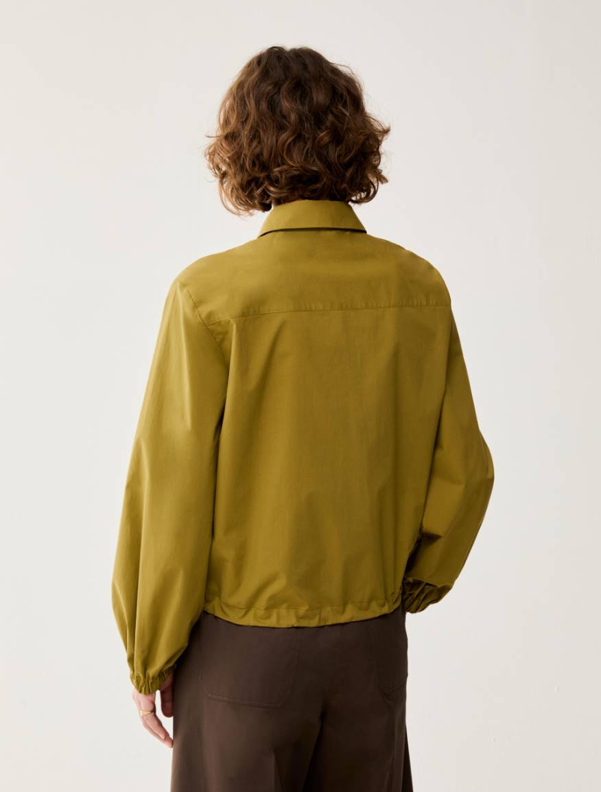 Poplin drawstring shirt - OLIVE - Pennyblack - 3
