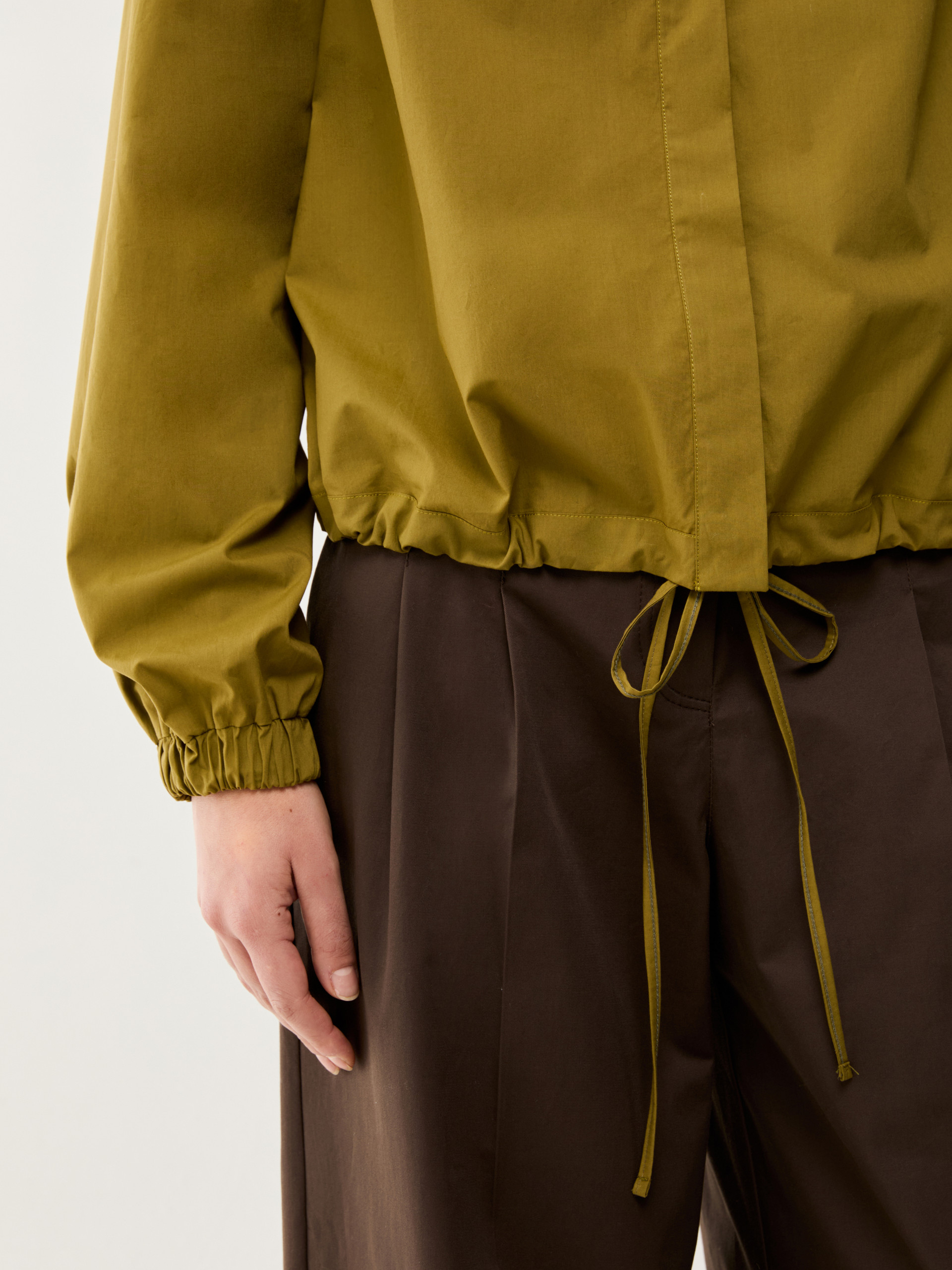 Poplin drawstring shirt - OLIVE - pennyblack