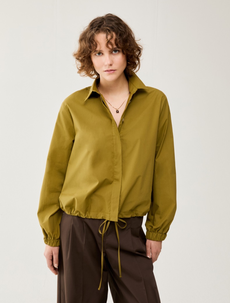 Poplin drawstring shirt - OLIVE - pennyblack