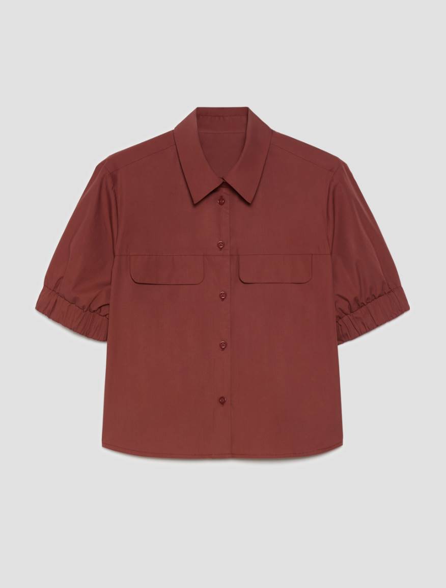 Poplin cropped shirt - TERRA COTTA - Pennyblack - 2