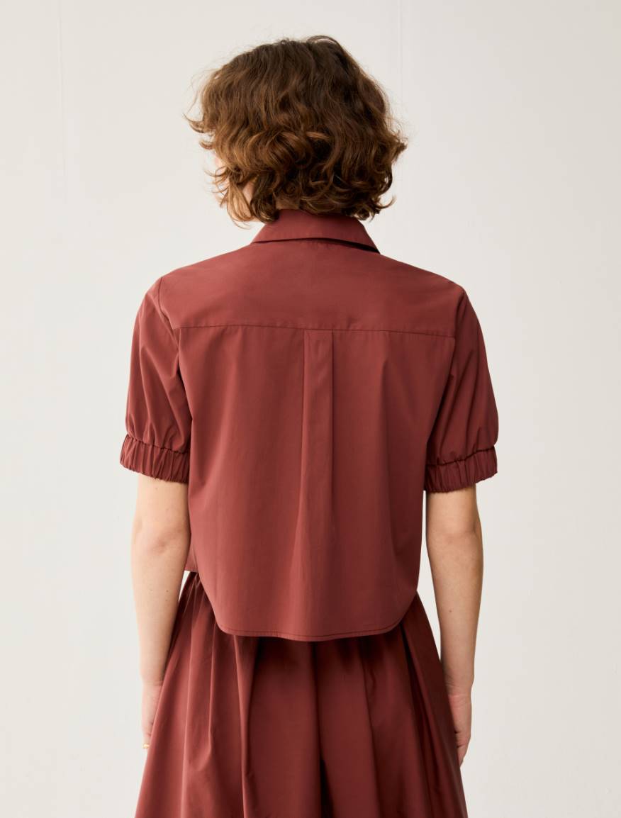 Poplin cropped shirt - TERRA COTTA - Pennyblack - 3