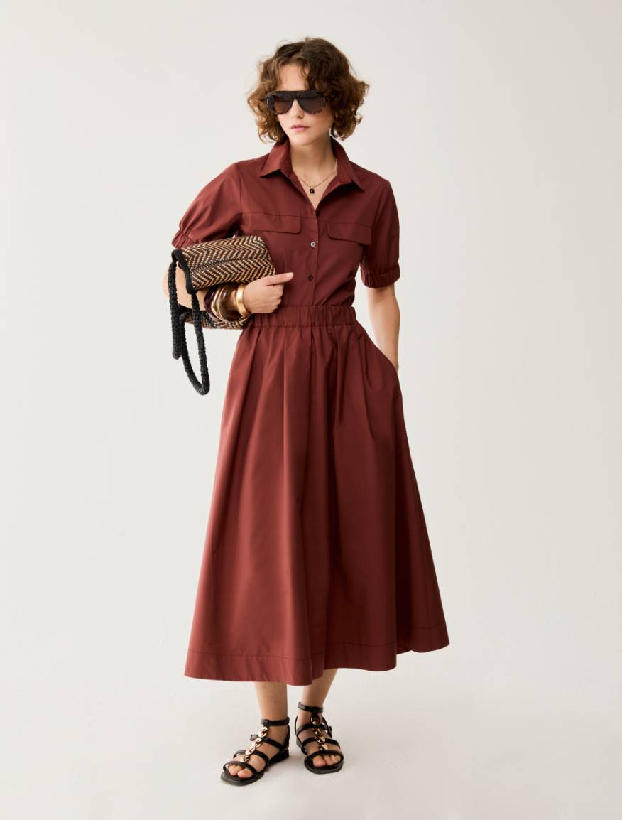 Poplin cropped shirt - TERRA COTTA - Pennyblack - 5