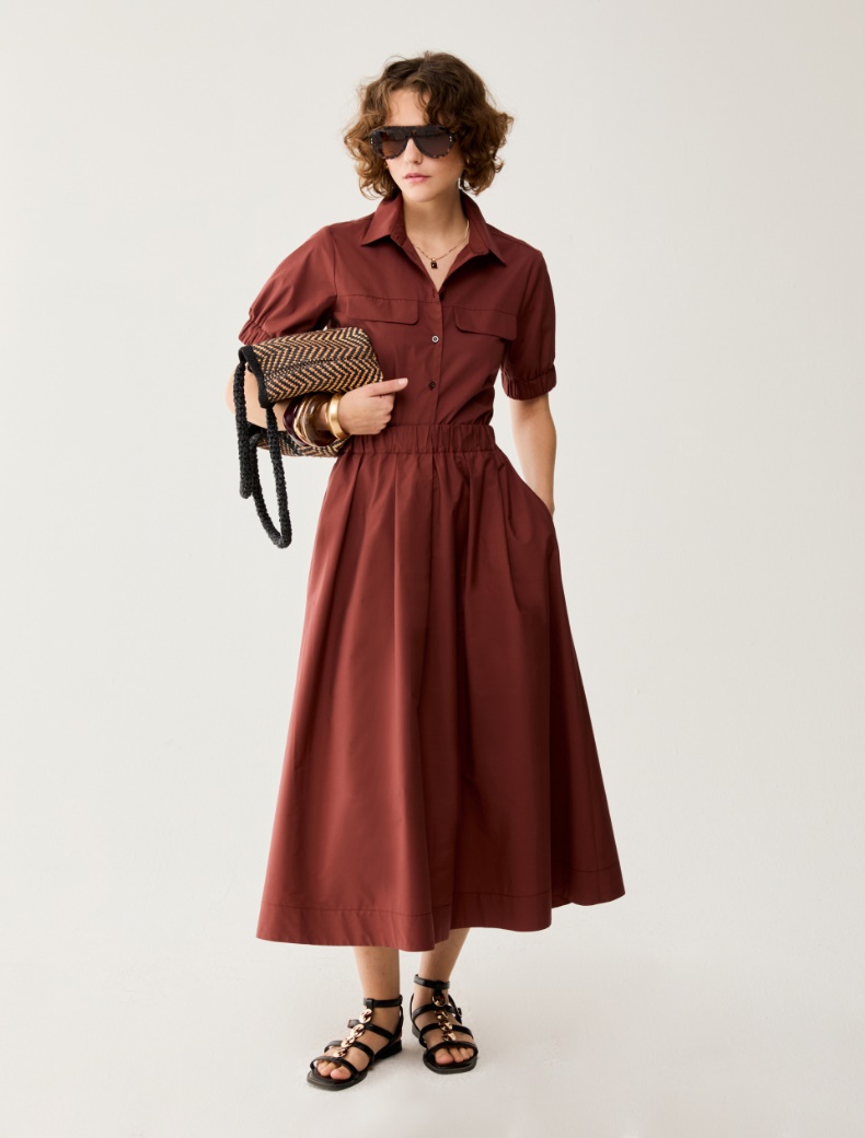 Poplin cropped shirt - TERRA COTTA - pennyblack