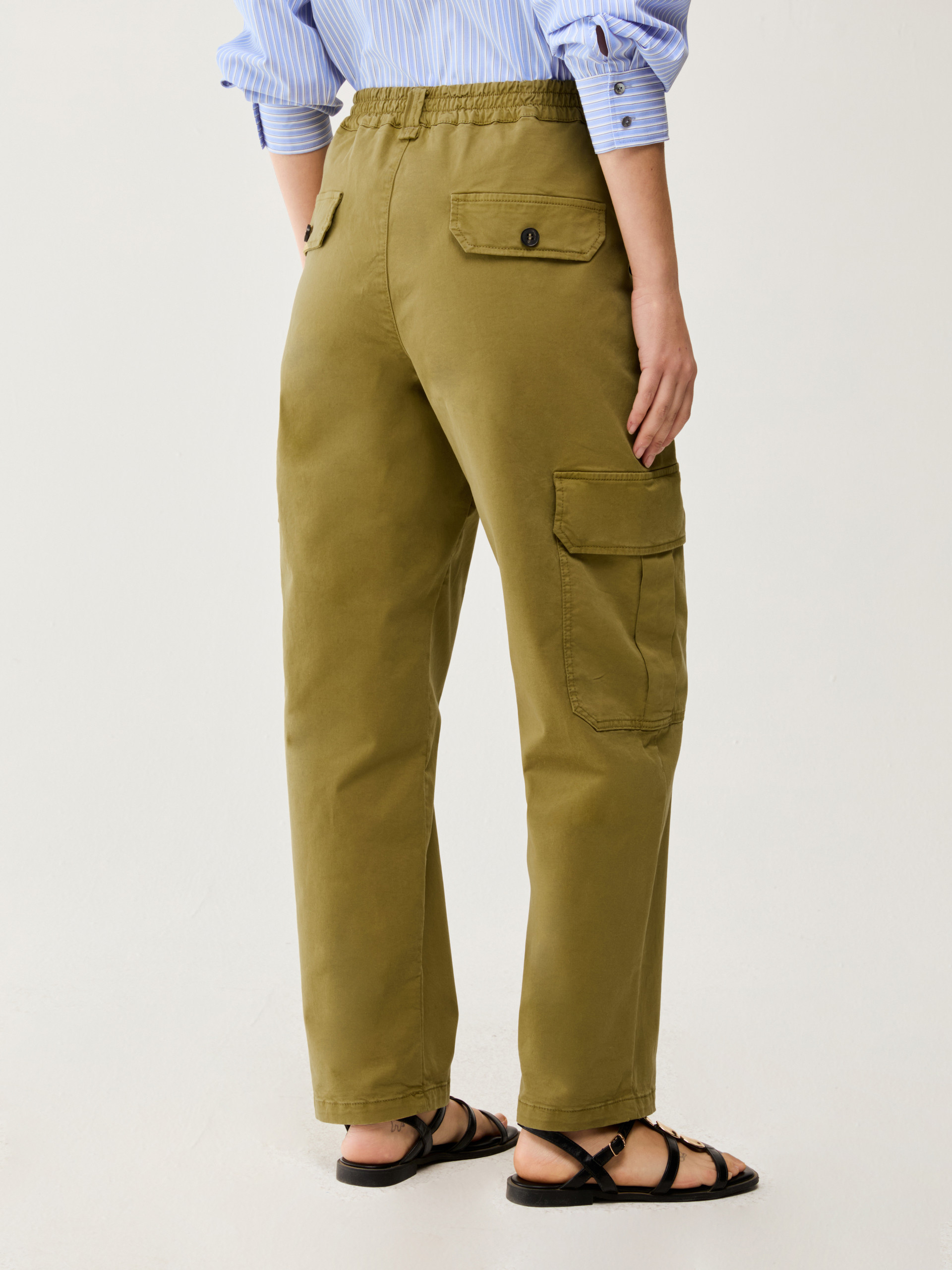 Cotton cargo trousers - OLIVE - pennyblack