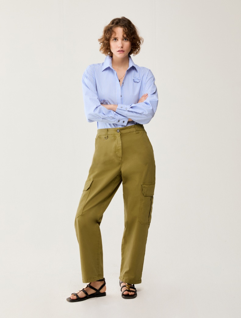 Cotton cargo trousers - OLIVE - pennyblack