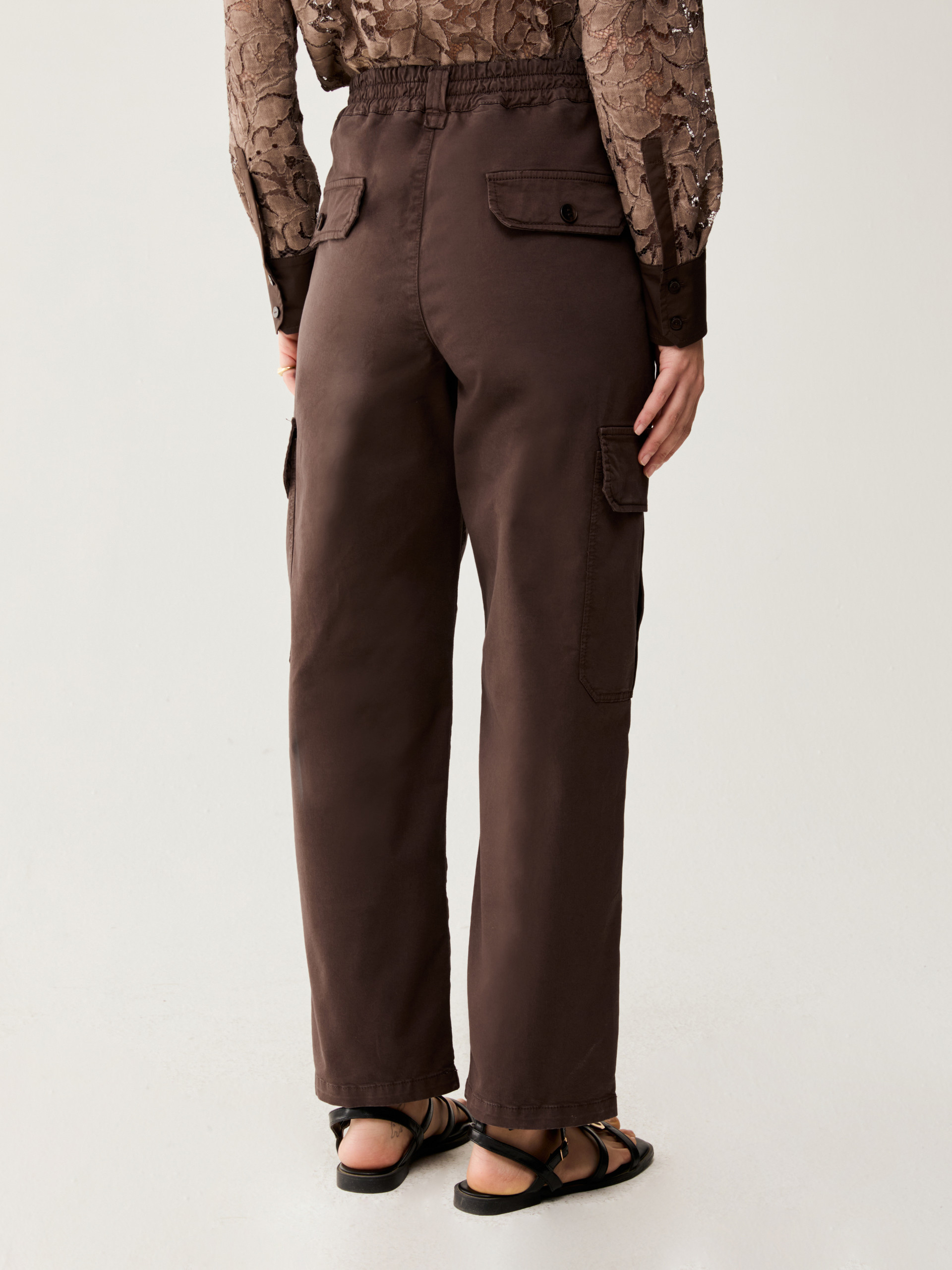 Cotton cargo trousers - DARK BROWN - pennyblack
