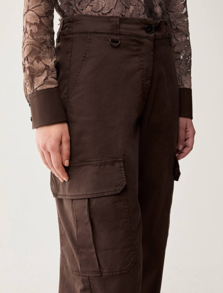 Cotton cargo trousers - DARK BROWN - Pennyblack - 4
