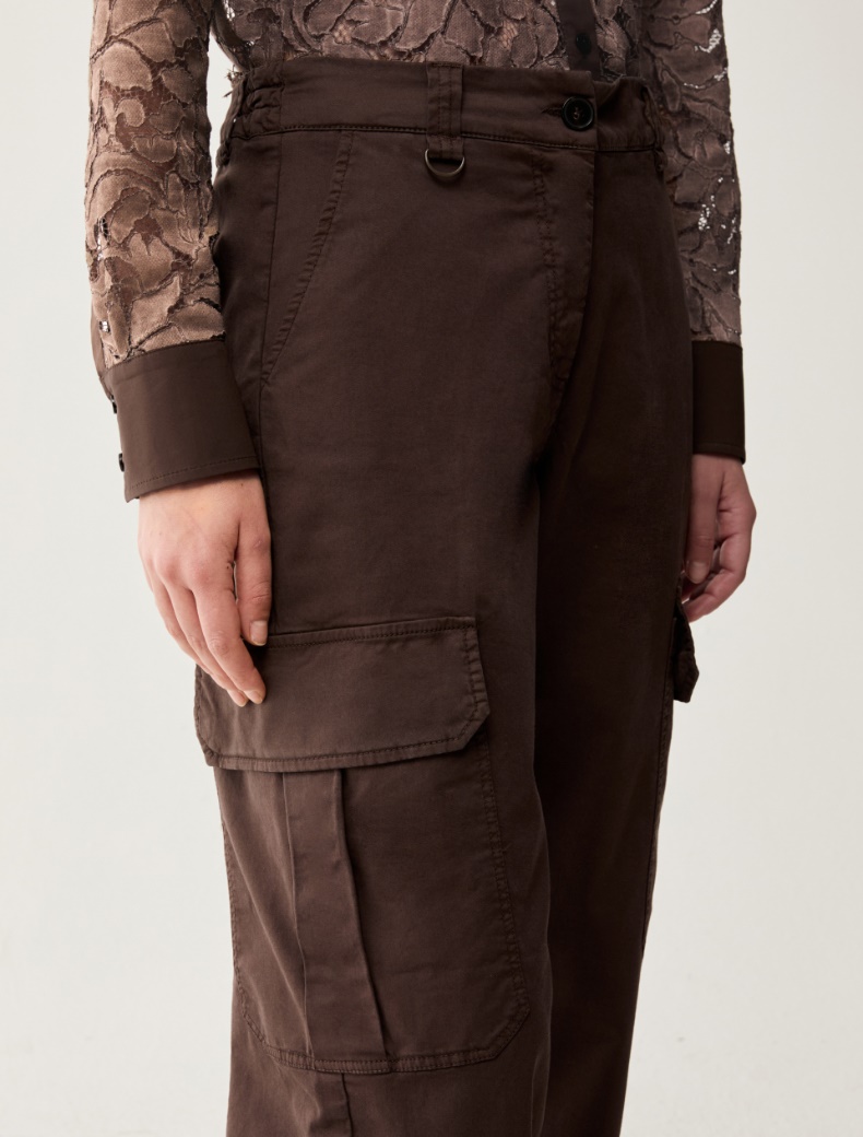 Cotton cargo trousers - DARK BROWN - pennyblack