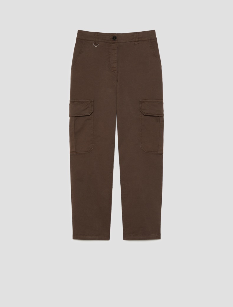 Cotton cargo trousers - DARK BROWN - pennyblack