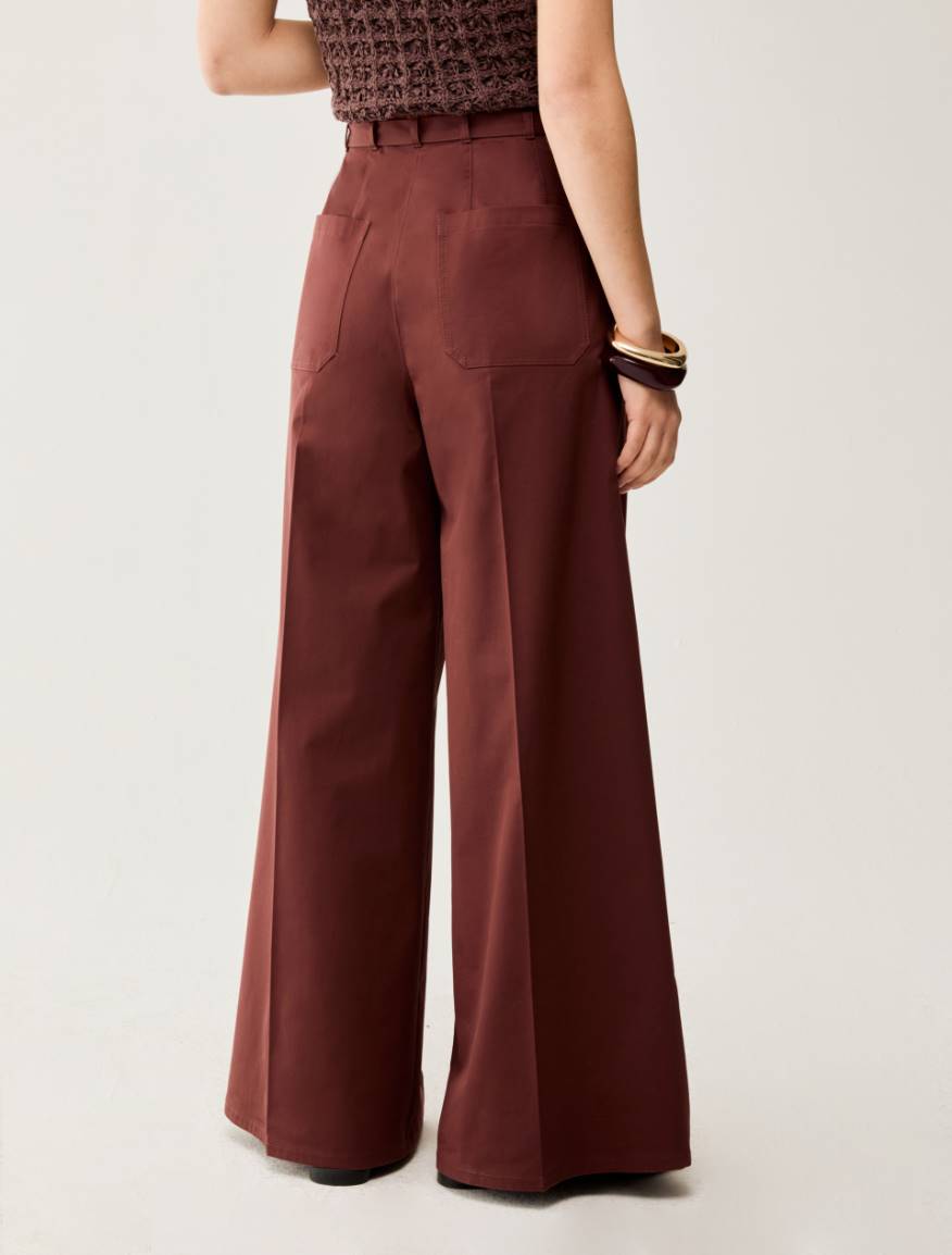Wide cotton trousers - TERRA COTTA - Pennyblack - 3