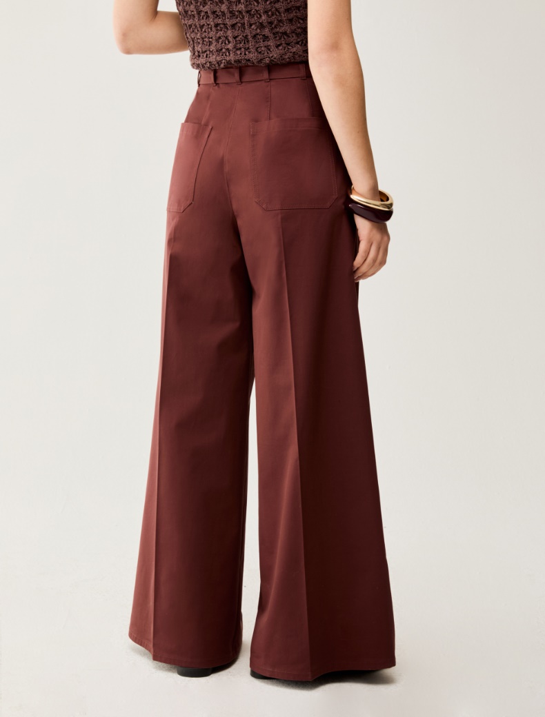 Wide cotton trousers - TERRA COTTA - pennyblack