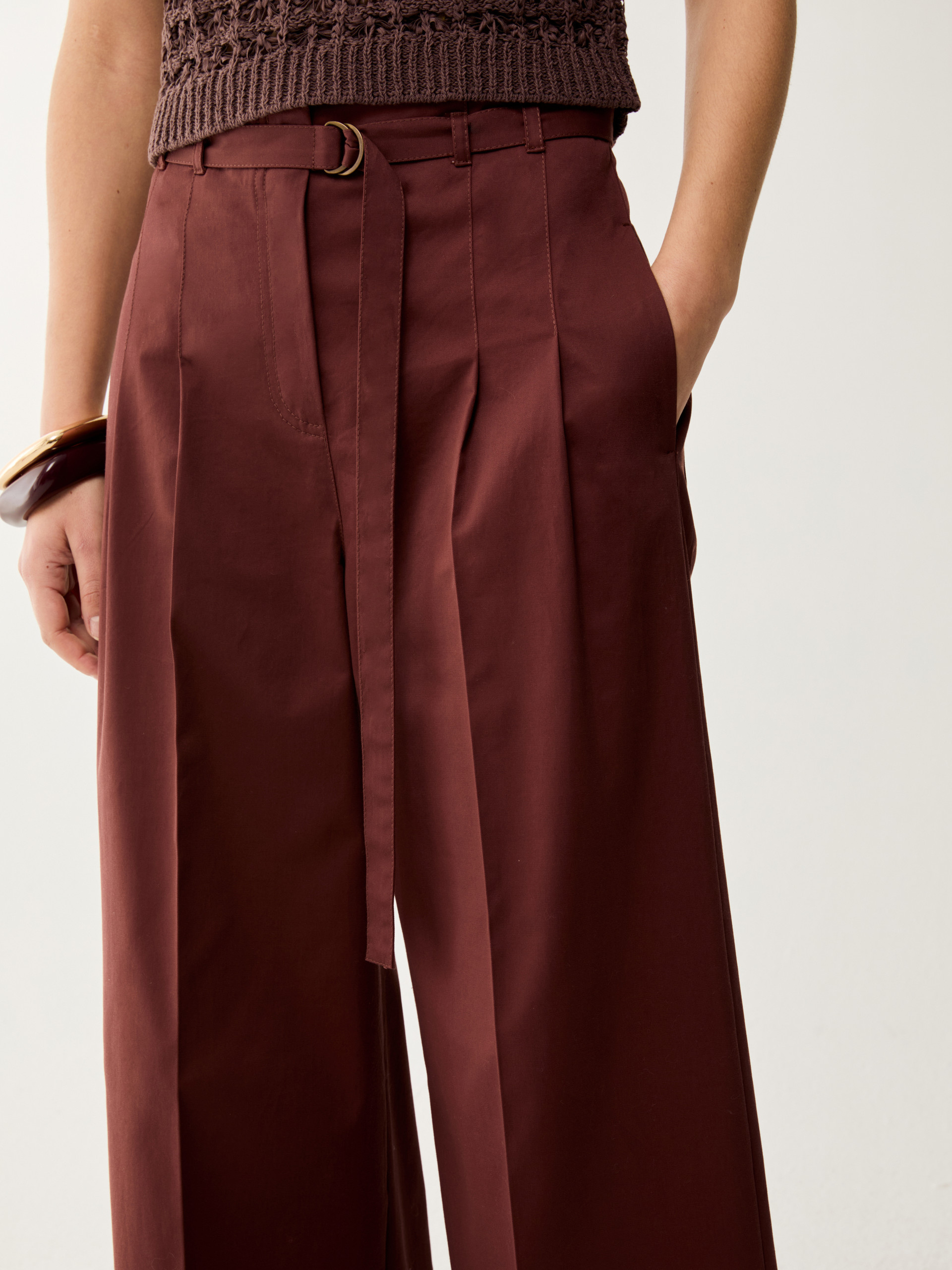 Wide cotton trousers - TERRA COTTA - pennyblack
