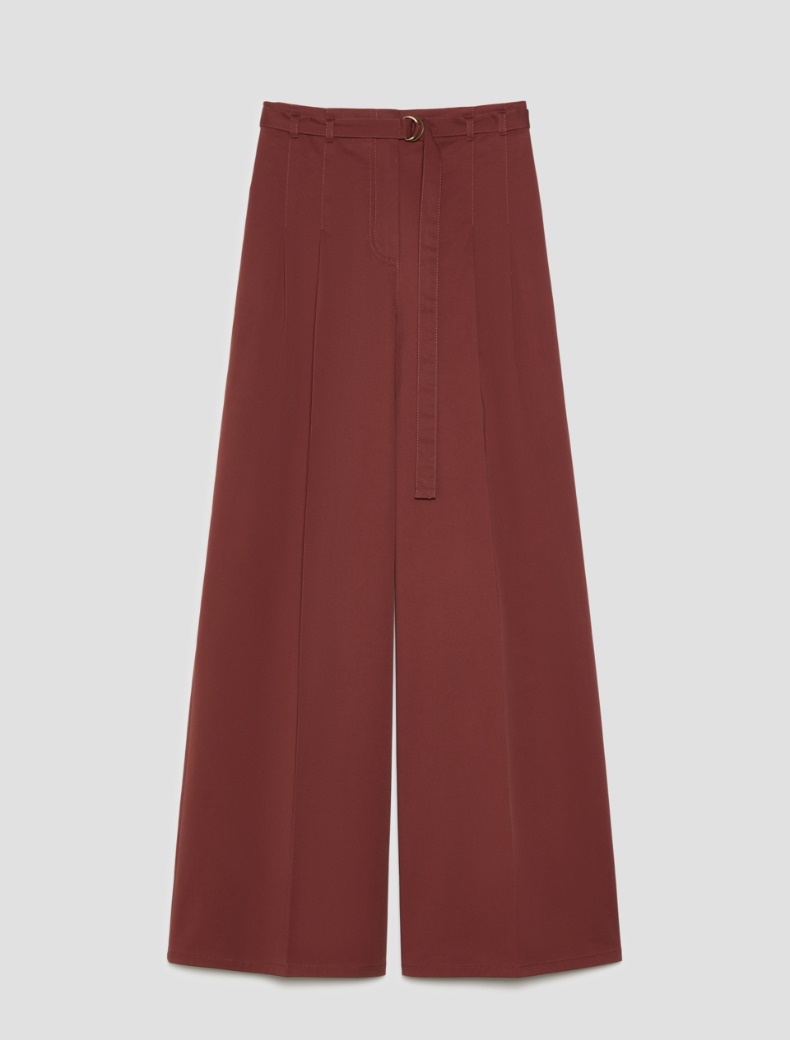 Wide cotton trousers - TERRA COTTA - pennyblack