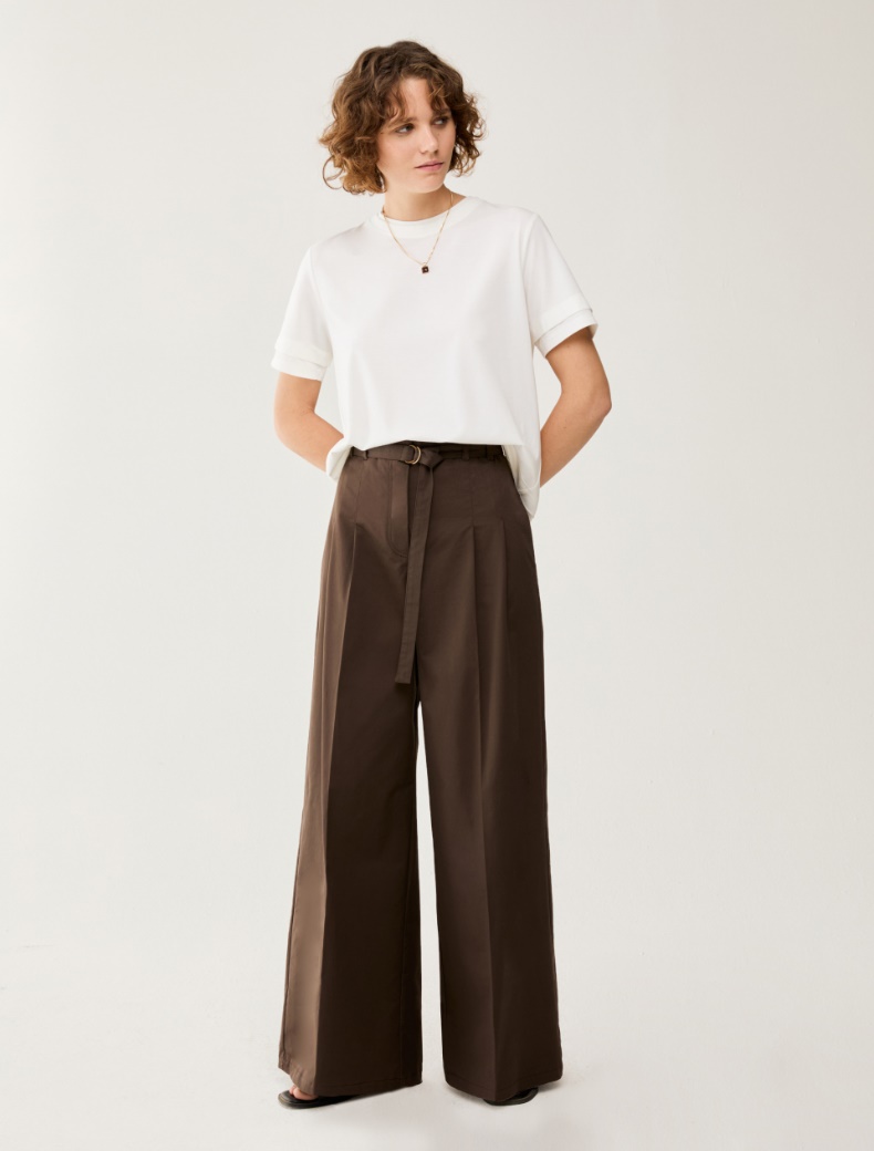 Wide cotton trousers - COCOA - pennyblack