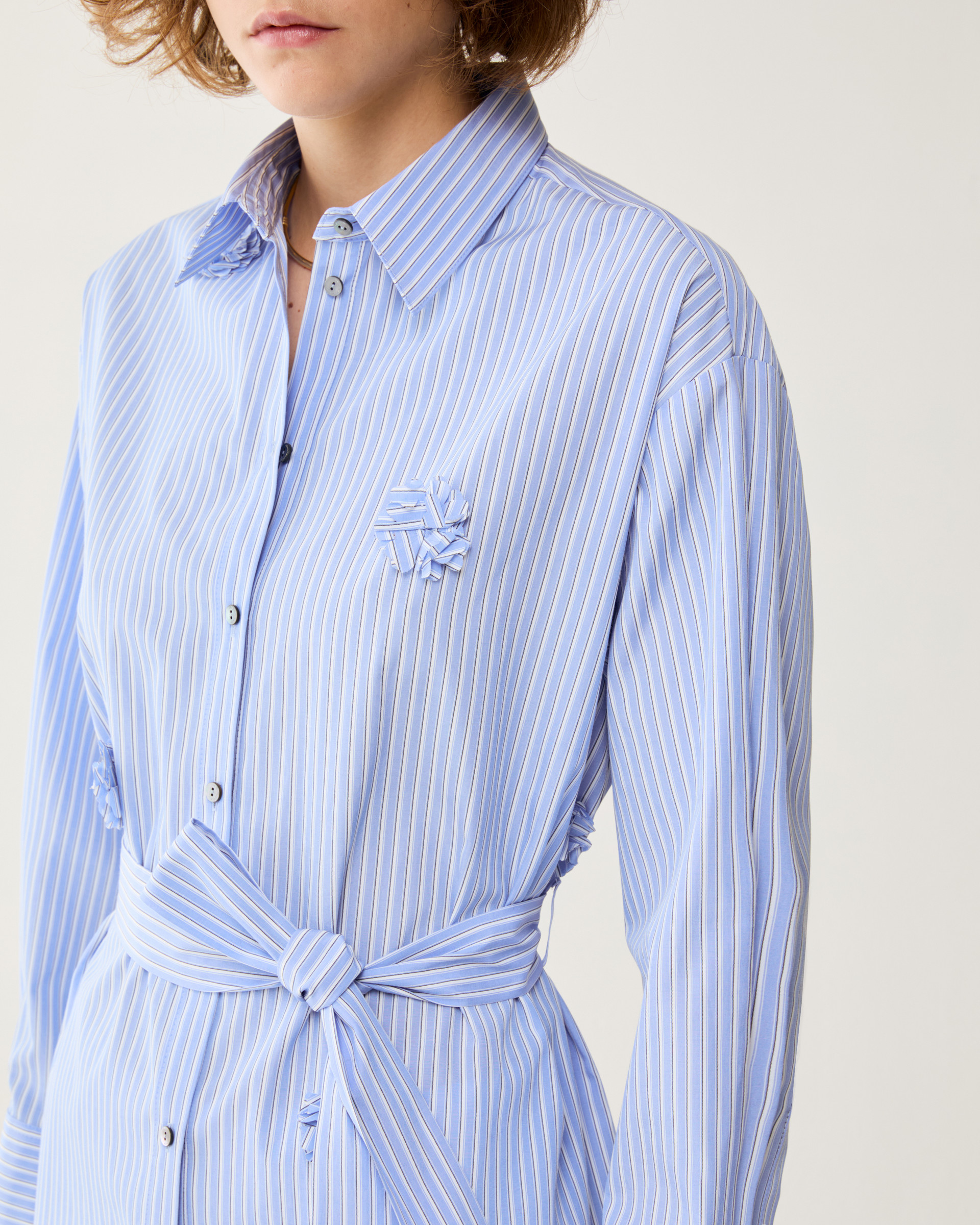 Poplin appliqué shirt - DEEP BLUE - pennyblack