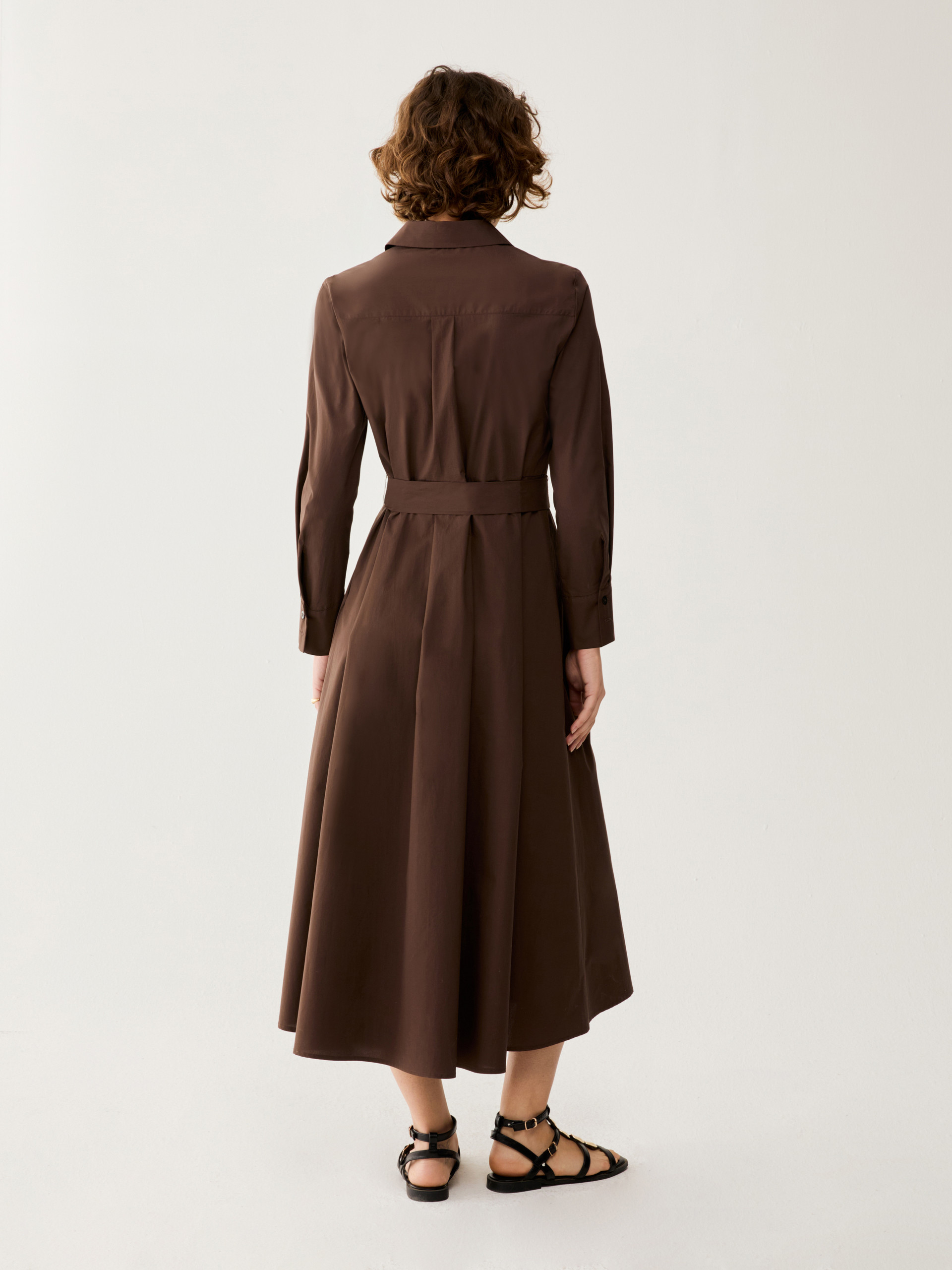 Cotton poplin shirt dress - COCOA - pennyblack
