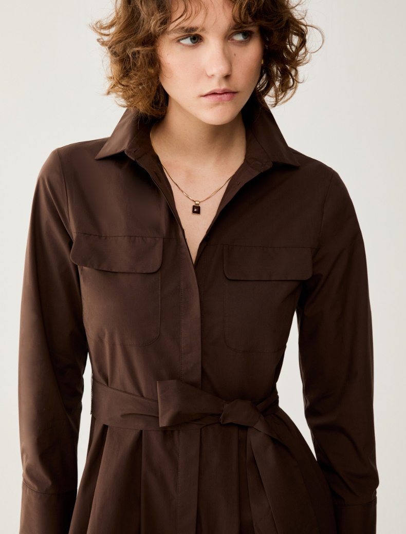 Cotton poplin shirt dress - COCOA - pennyblack
