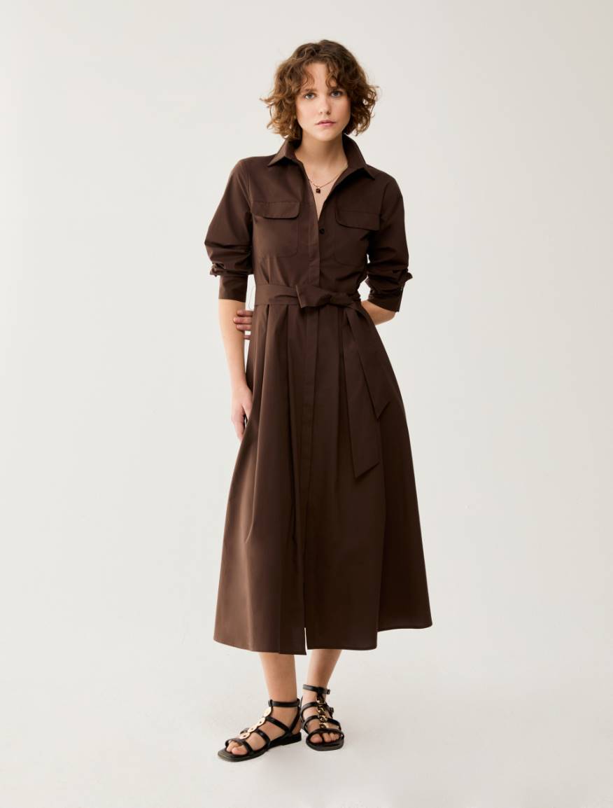 Cotton poplin shirt dress - COCOA - Pennyblack