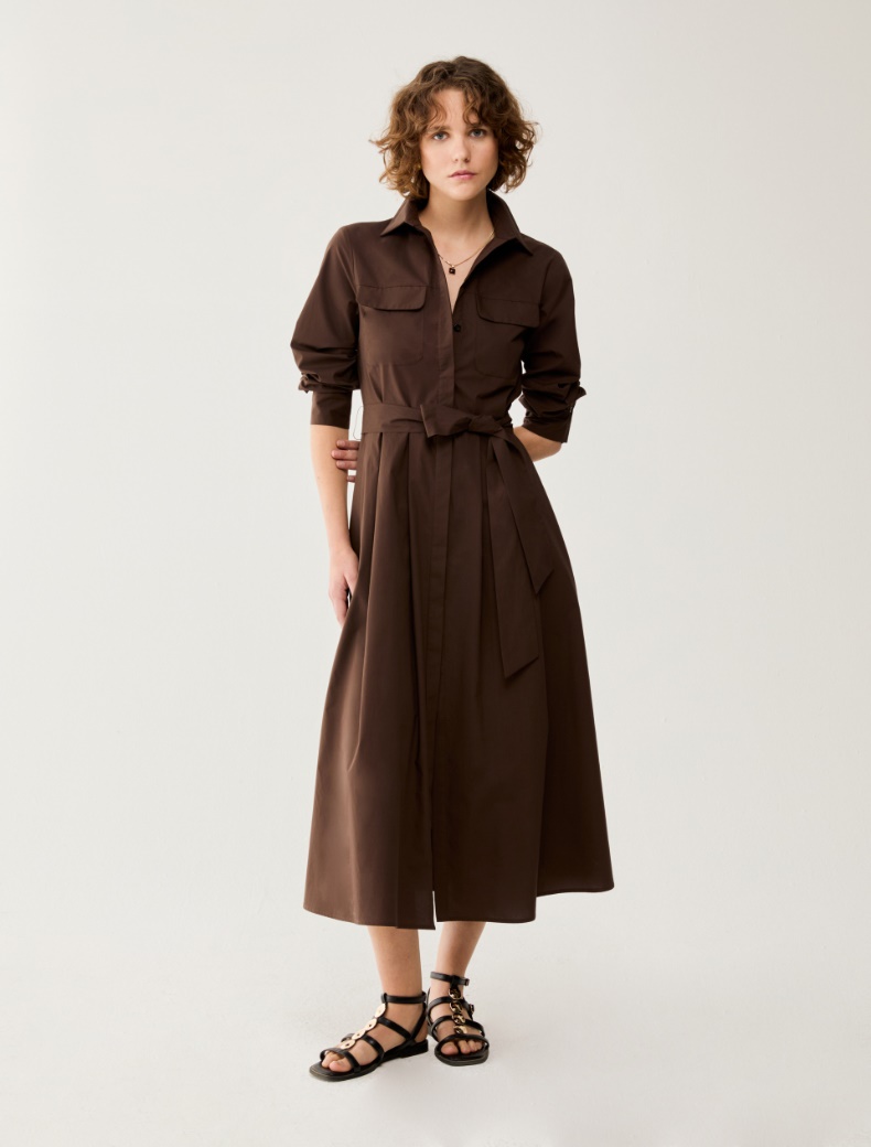 Cotton poplin shirt dress - COCOA - pennyblack