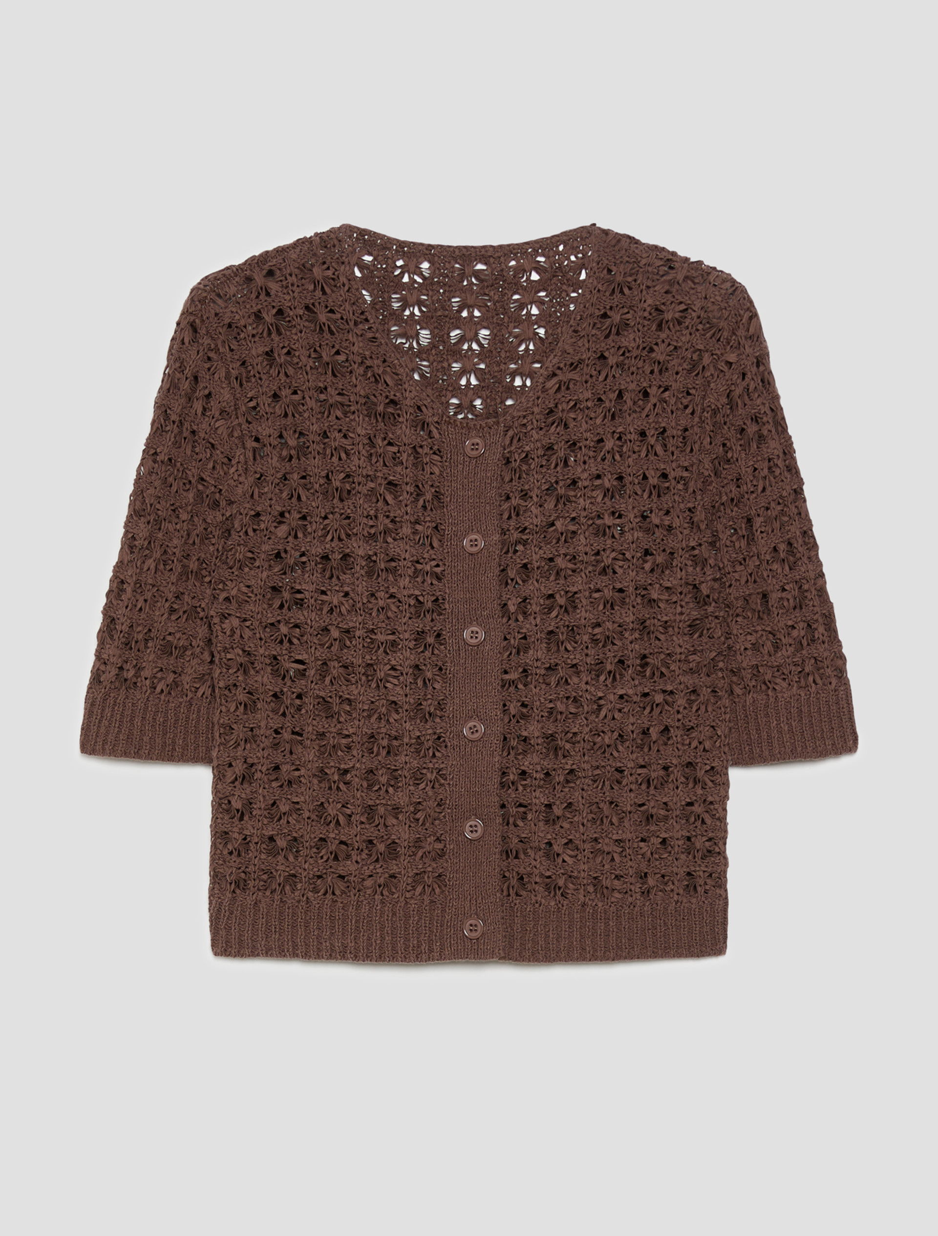 3D-knit cropped cardigan - BROWN - pennyblack