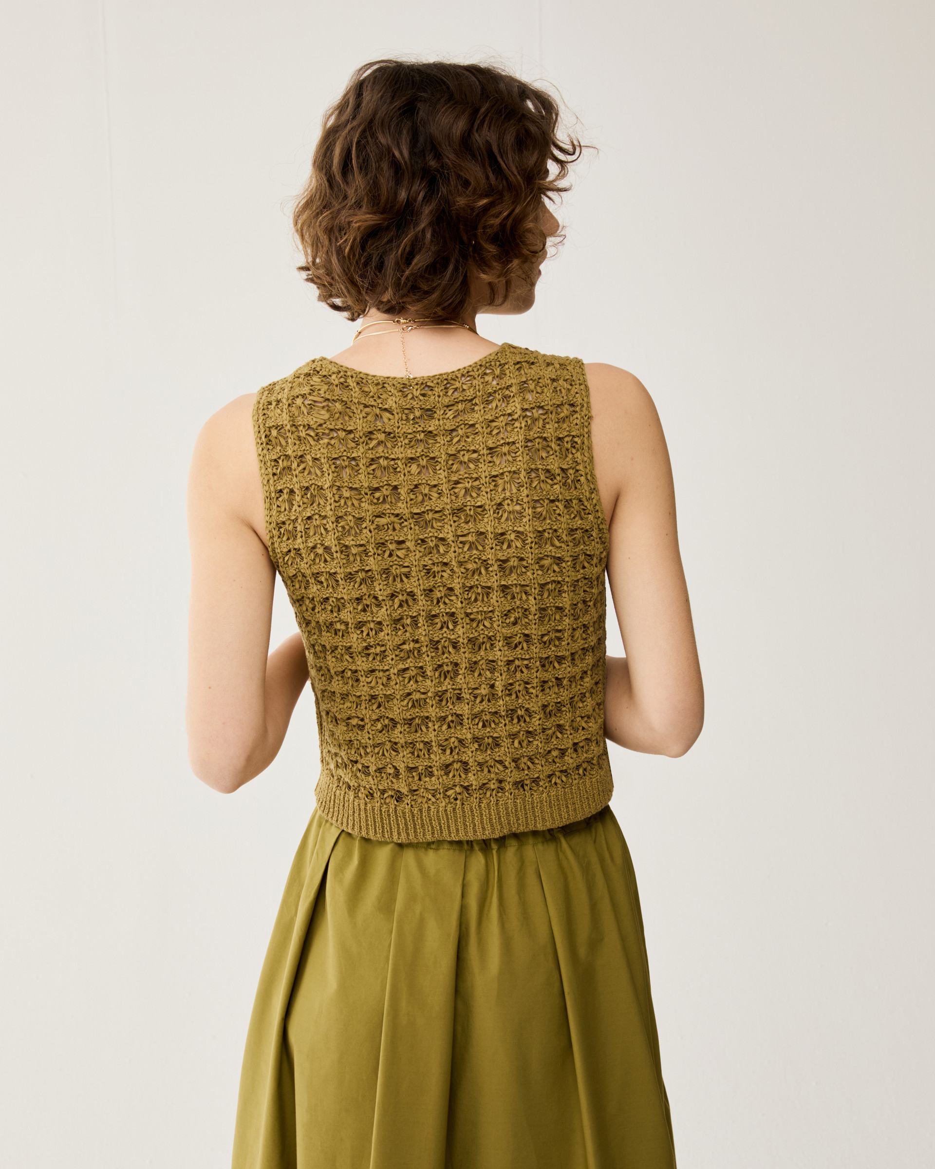 3D-knit top - OLIVE - pennyblack