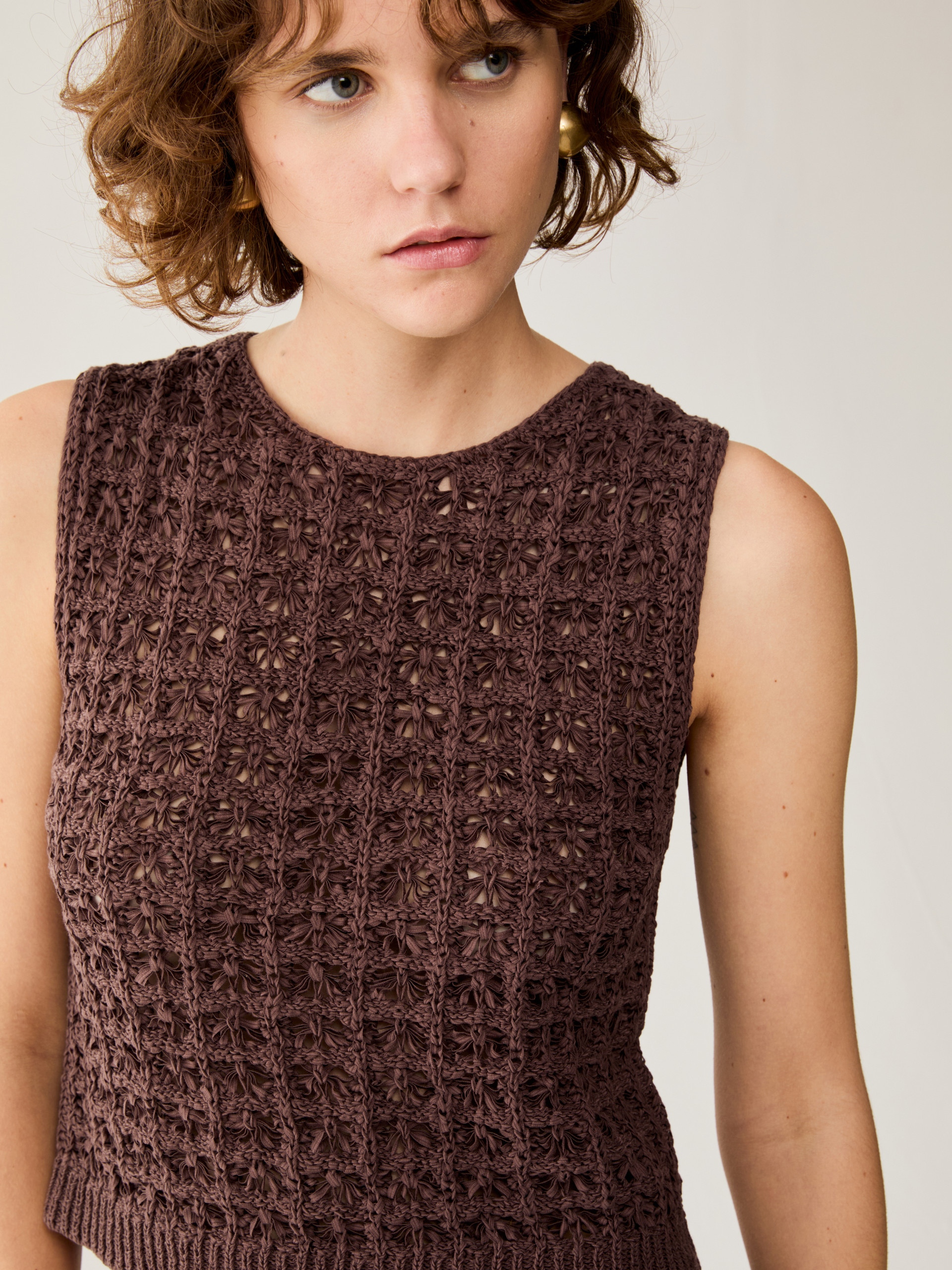 3D-knit top - BROWN - pennyblack