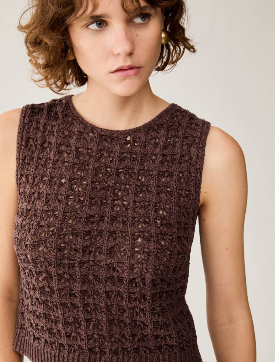 3D-knit top - BROWN - Pennyblack - 4