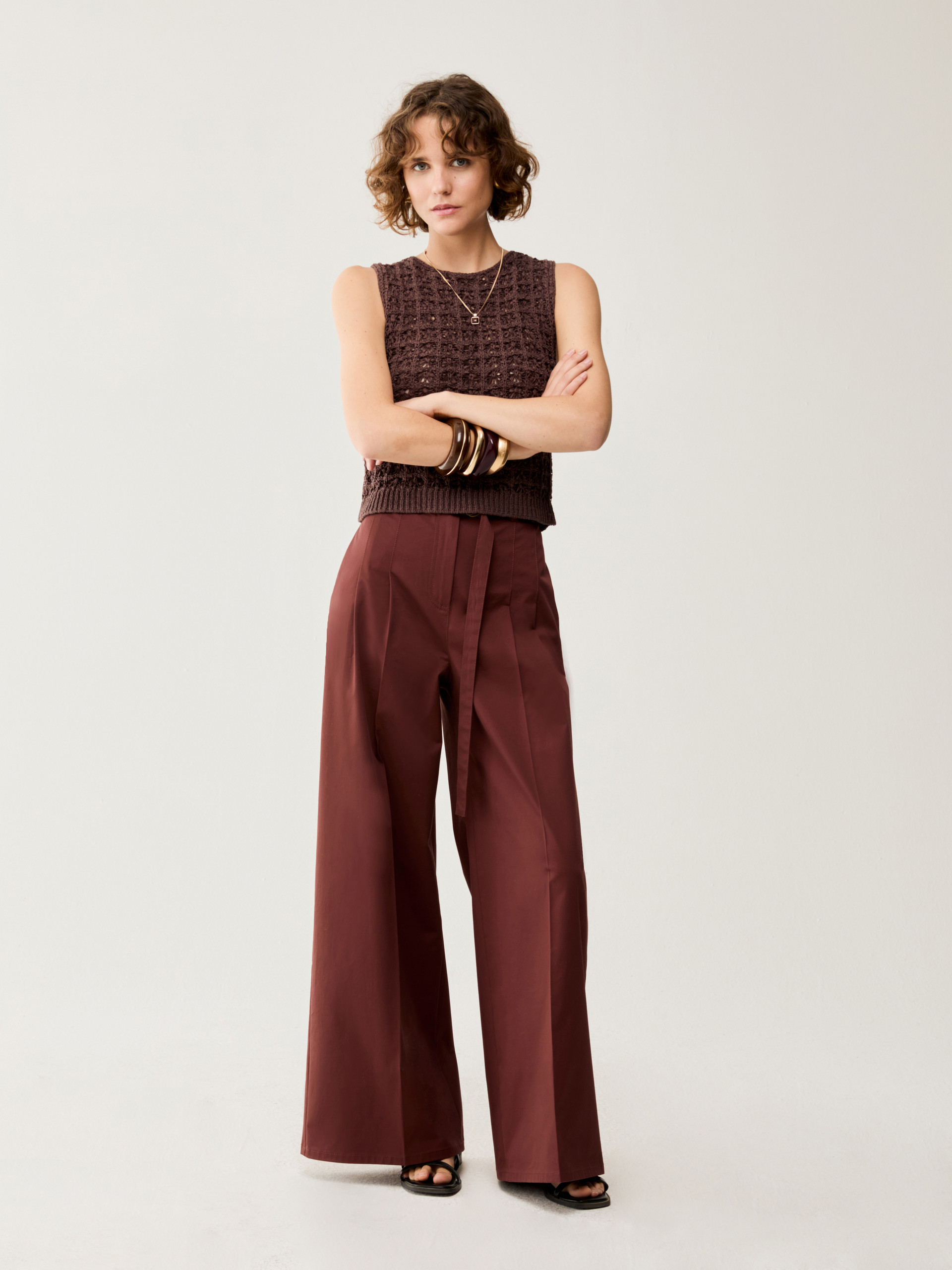 3D-knit top - BROWN - pennyblack