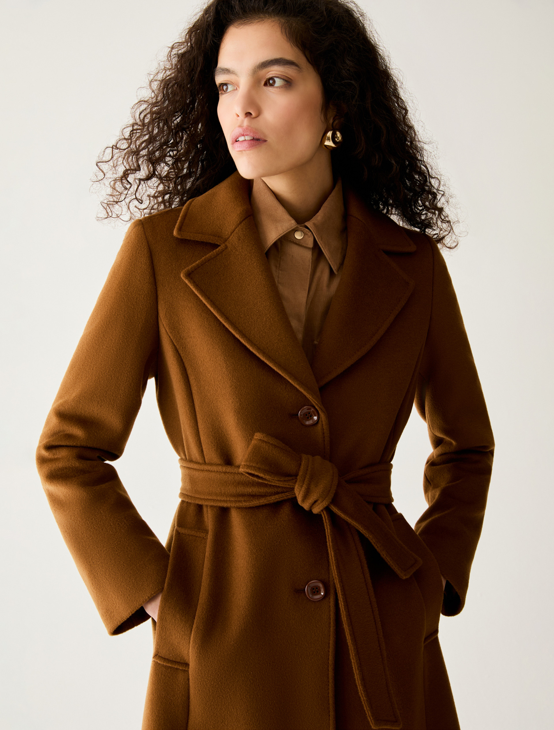 Wool drap coat - TOBACCO BROWN - Pennyblack - 4