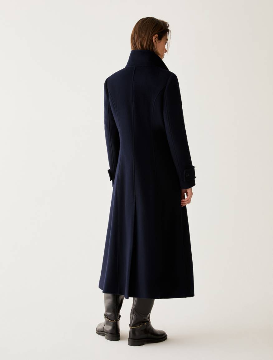 Fit-and-flare cut drap wool coat - MIDNIGHTBLUE - Pennyblack - 3