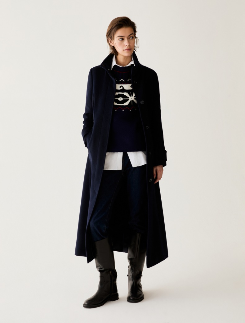 Fit-and-flare cut drap wool coat - Pennyblack - 6