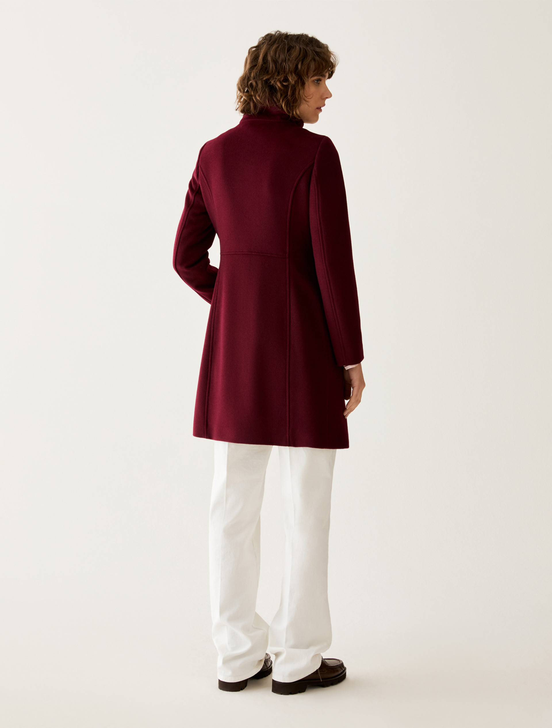 Slim Wool Drap Coat - BORDEAUX - Pennyblack - 3